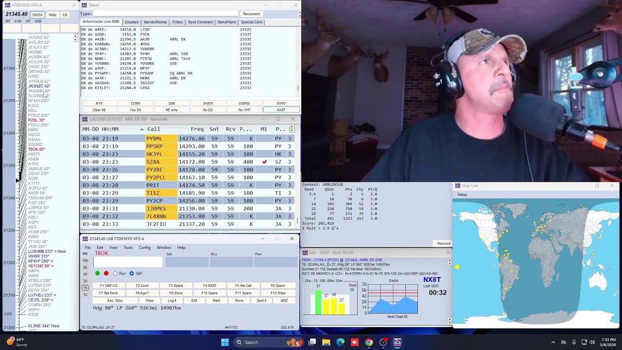 NX8T-JIM  --  ARRL SSB DX  CONTEST DAY 2  LIVESTREAM ...MAR  8 ,  2026