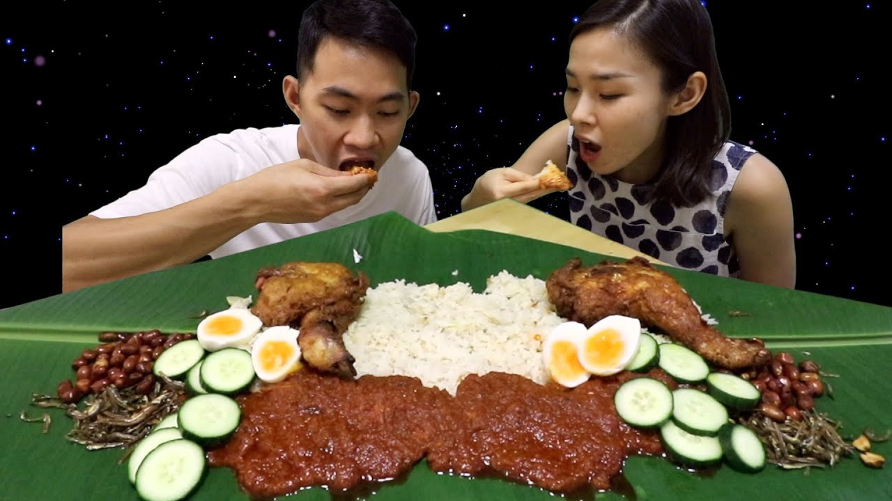 We cook Nasi Lemak with ingredients from Malaysia