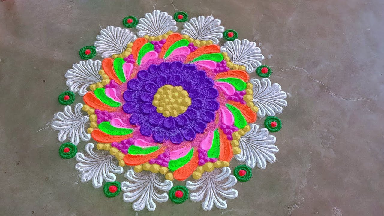 😍beautiful and easy rangoli design✨