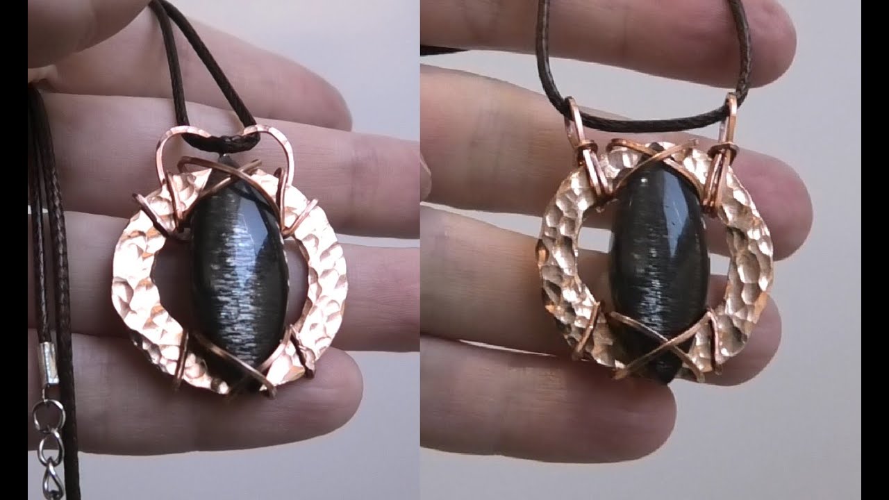 Cabochon Futuristic Pendant with Copper Washer Wire Wrap Tutorial