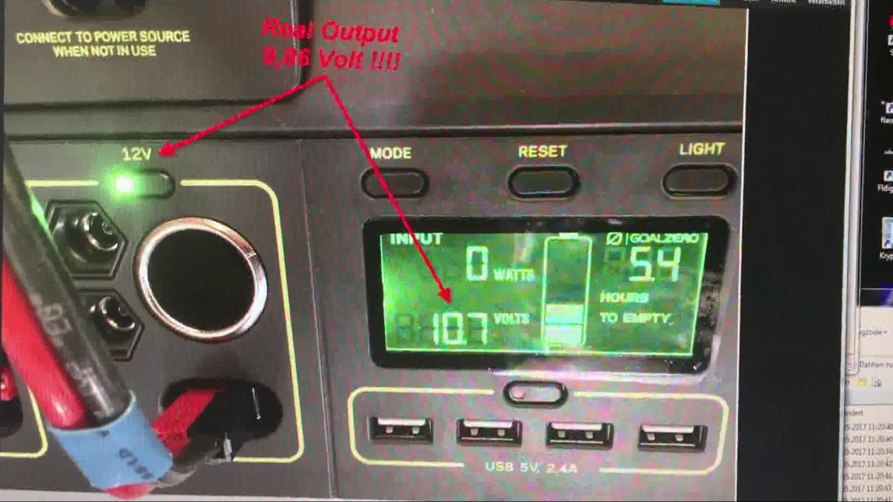 Goal Zero Yeti Lithium 1400 - First Test -12 Volt Output Line bad !!!!
