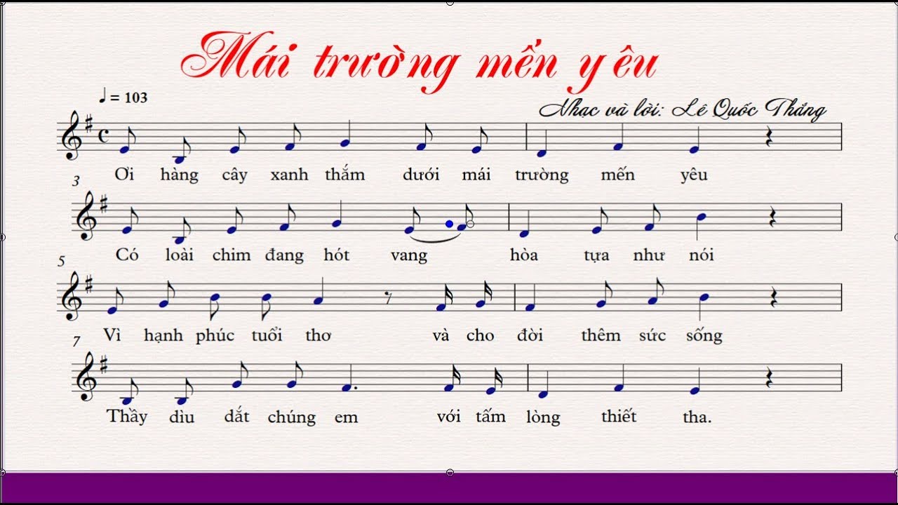 Mái trường mến yêu | Âm nhạc lớp 7 | có lời hát