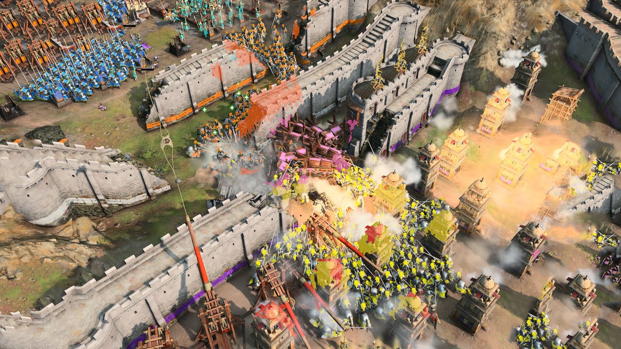 Age of Empires 4 - 4v4 MASSIVE MOUNTAIN PASS ATTACK | Multiplayer Gameplay