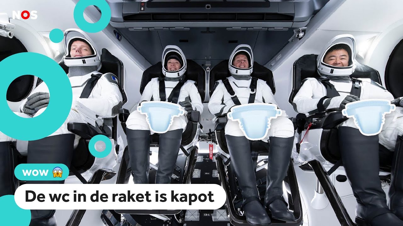 Astronauten vliegen met luier om terug naar aarde