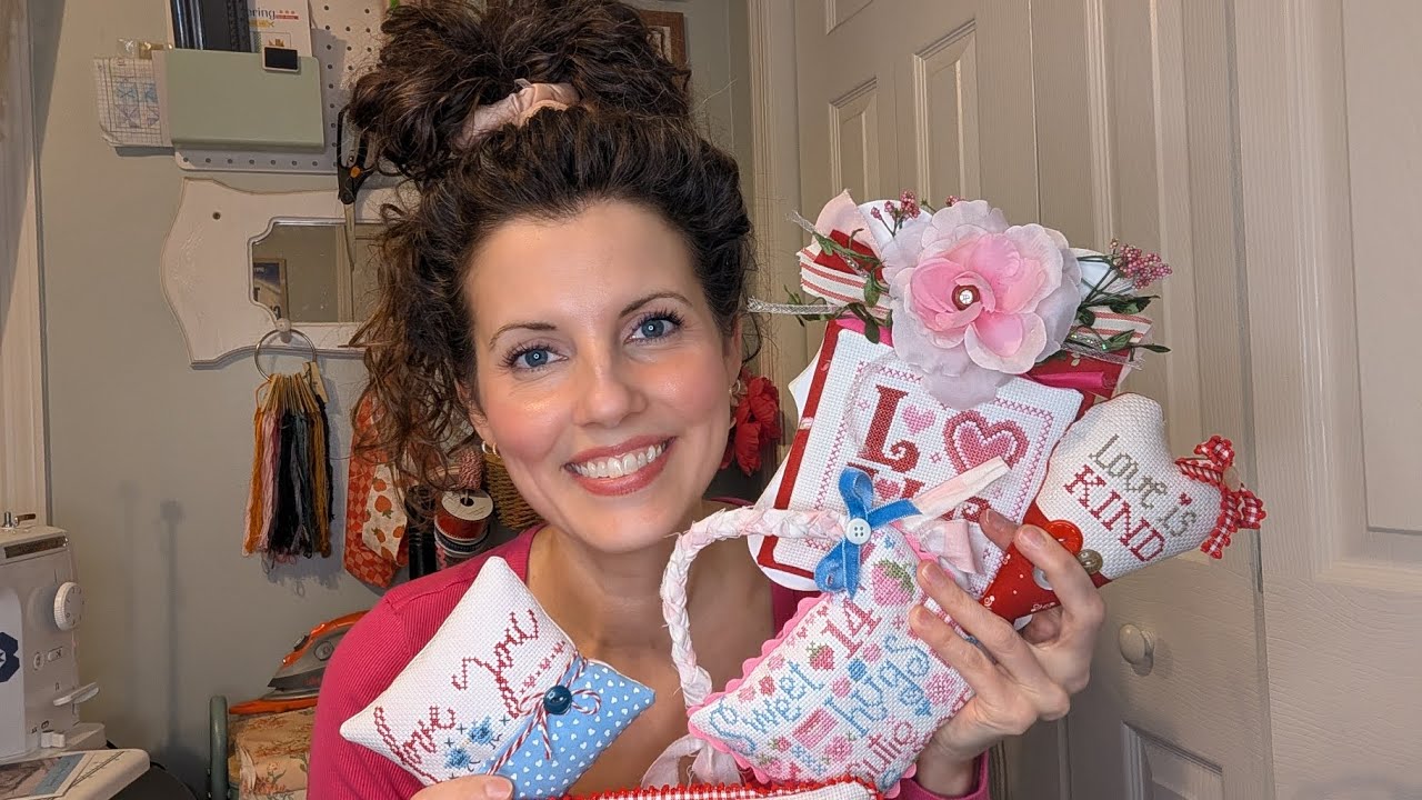 Roundup of my favorite FREE Valentine cross stitch charts ❤️❤️❤️ Flosstube 3