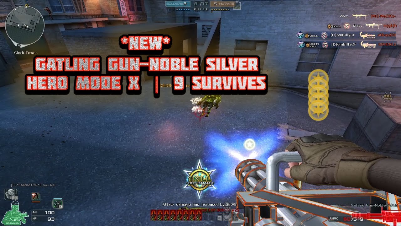 Crossfire West | *NEW* Gatling Gun-Noble Silver | Hero Mode X | 9 Survives