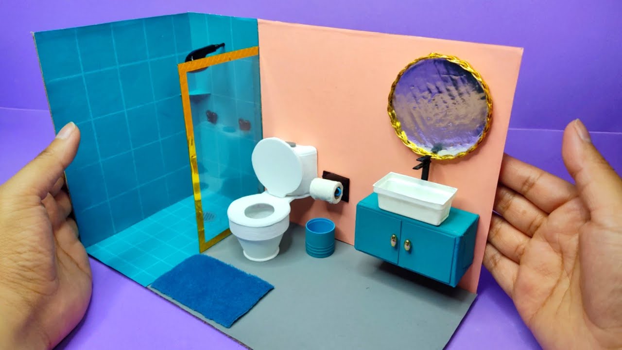 Miniature Bathroom With Simple Materials|Mini Toilet Shower and Sink