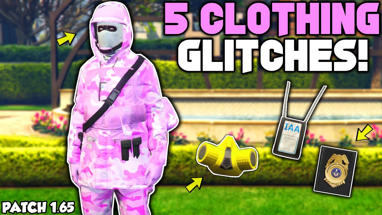 GTA 5 ONLINE TOP 5 CLOTHING GLITCHES AFTER PATCH 1.65! (Rare IAA Badge, Colored Rebreather & More!)