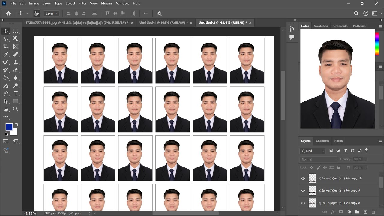 ສອນເຮັດຮູບຕິດບັດ 3x4 Photoshop