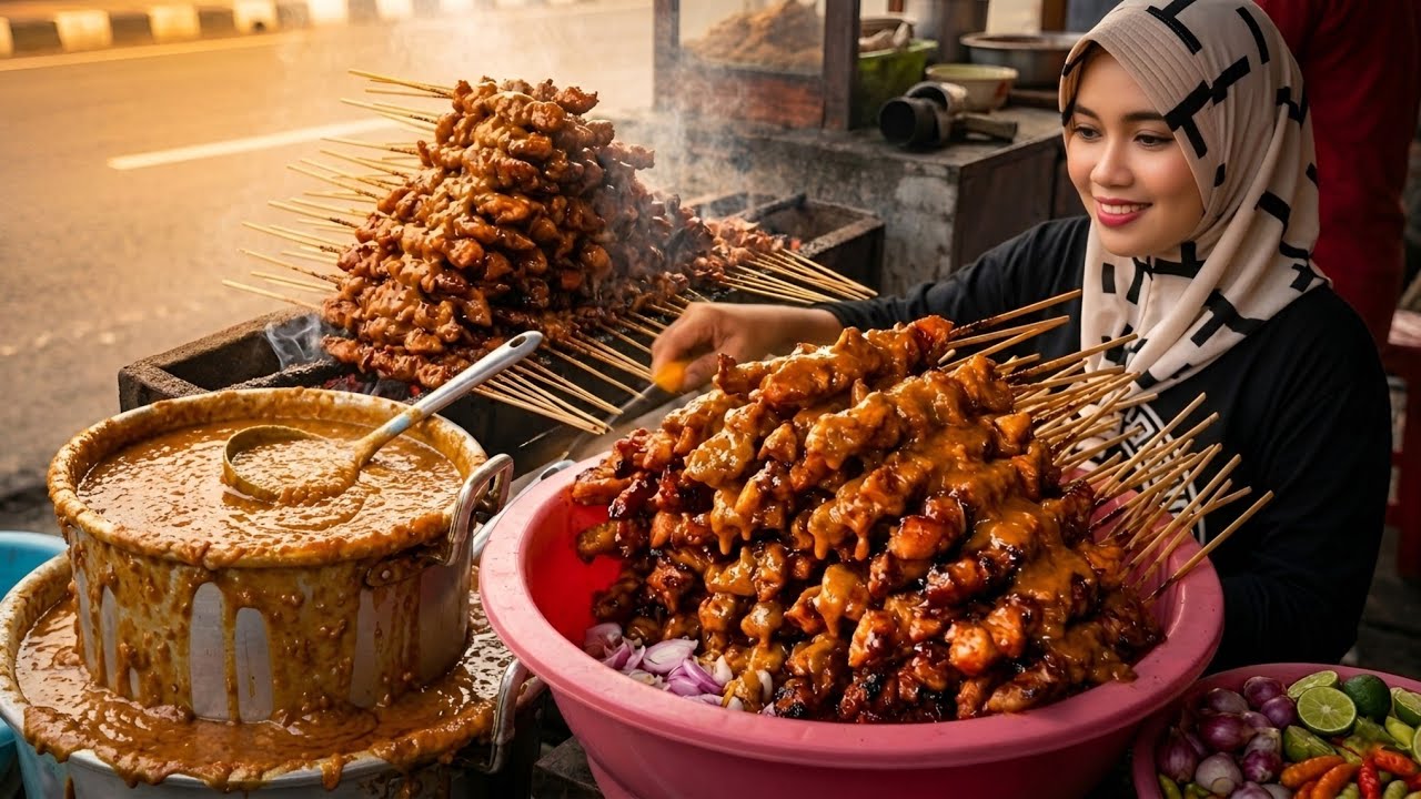 VIRAL PARAH! Pesona Penjual Sate Cantik, Bikin Ribuan Tusuk Ludes Dalam Sekejap! 🔥