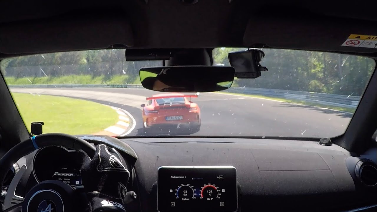 Alpine A110 having some Nürburgring fun with GT3 RS after instructions of Misha Charoudin