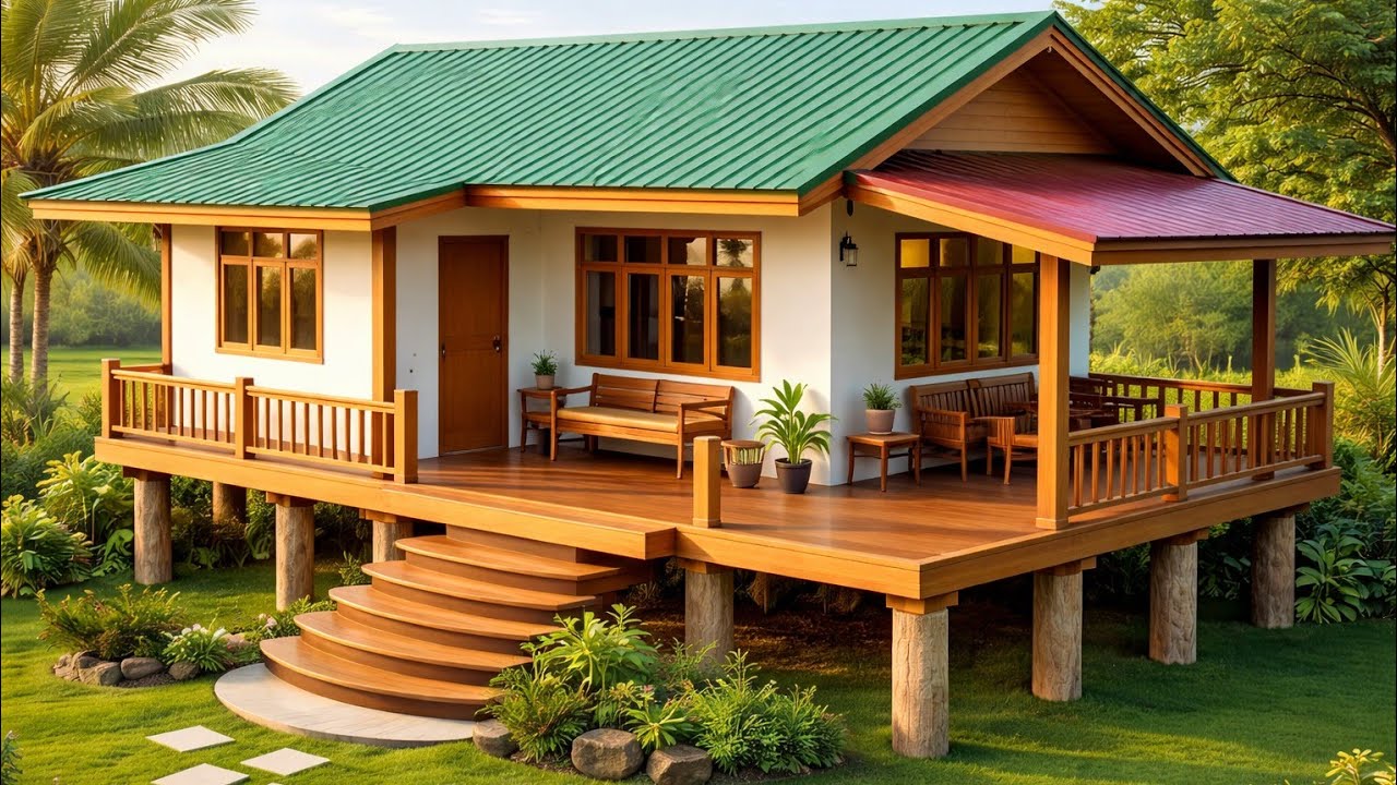 In 120 days the couple and their young child built a spacious wooden house with a kitchen, interior