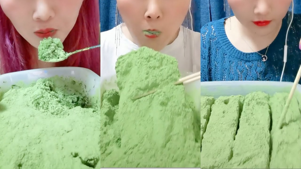 얼음먹방 HEAVY MATCHA POWDER ICE EATING ASMR P415 💚🍵 ICE CRUNCH ASMR  녹차 | Матча | 抹茶