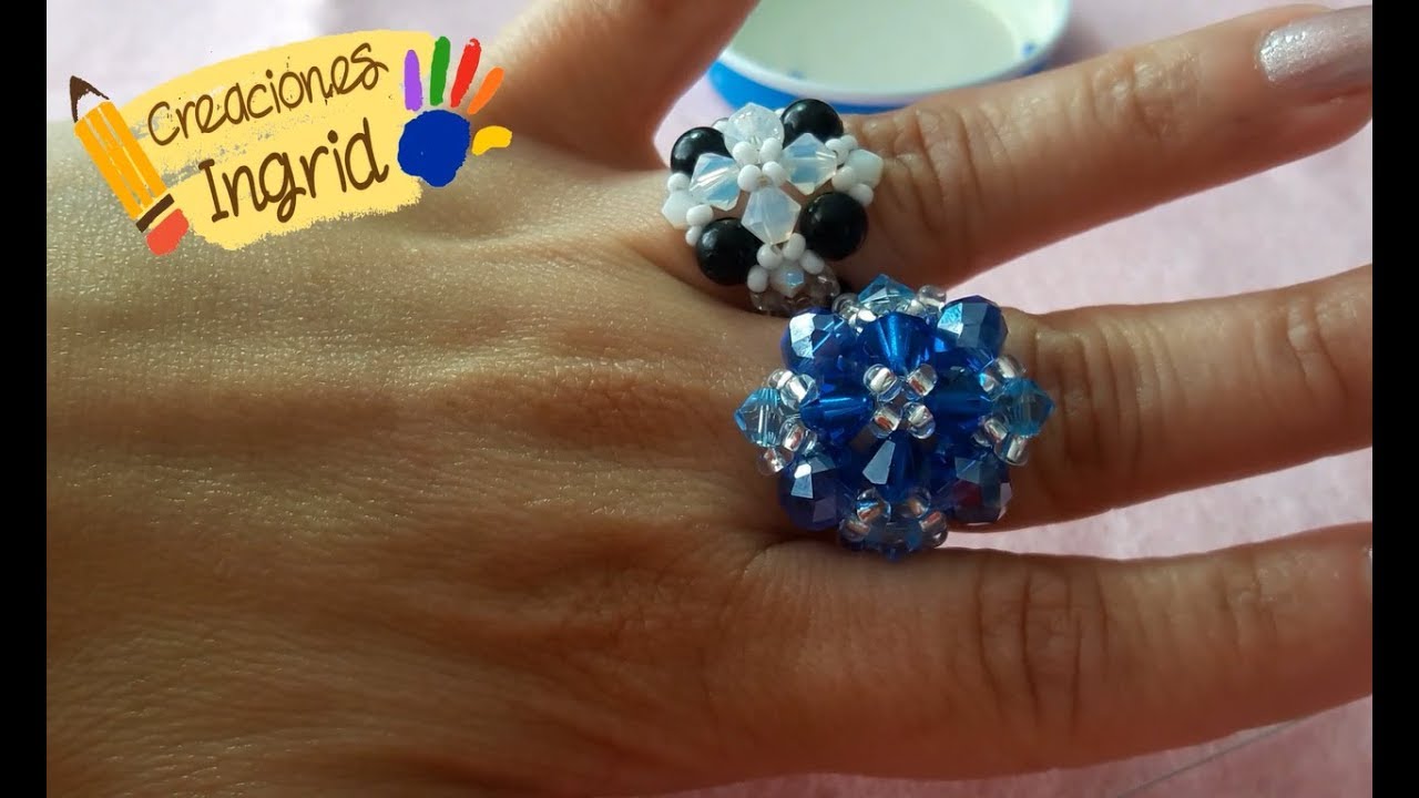 Anillo con cuentas checas y cristal swarovski | DIY |