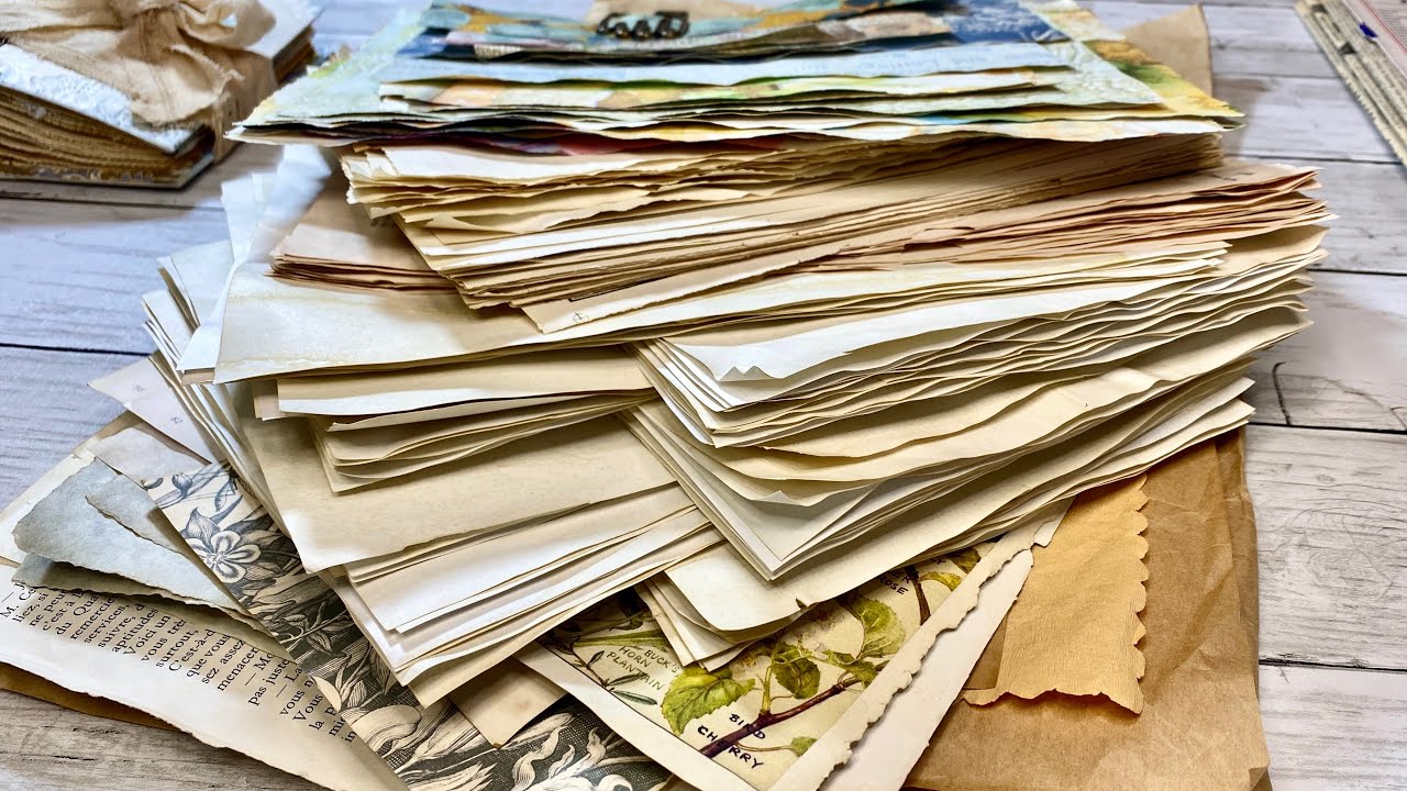 ENG SUB ♡紙もの仕分け動画（紅茶染めした紙たちの整理）Paper Sorting✨紙の音/ASMR