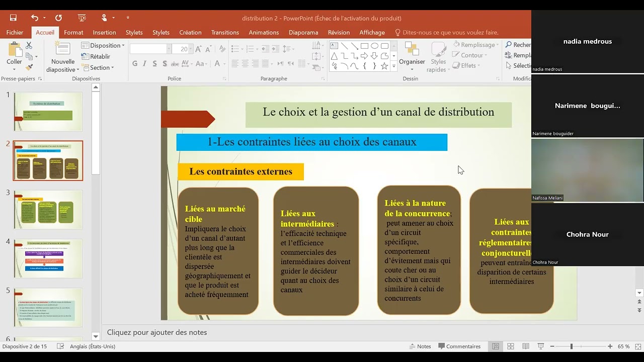 les contraintes liées au choix des canaux
