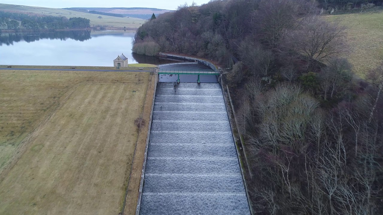 Salters Gate to Tunstall reservoir by drone. Co Durham UK.