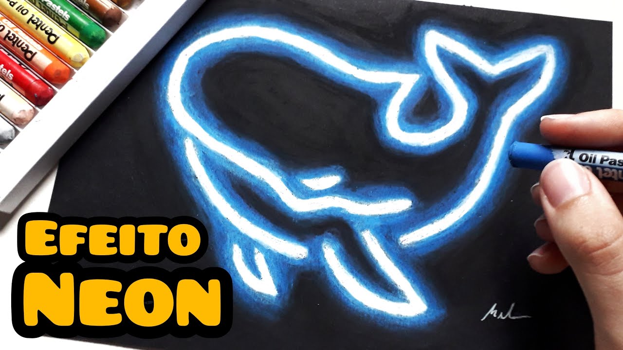 COMO FAZER DESENHO com efeito NEON – usando GIZ PASTEL OLEOSO PENTEL – Tutorial – Passo a passo