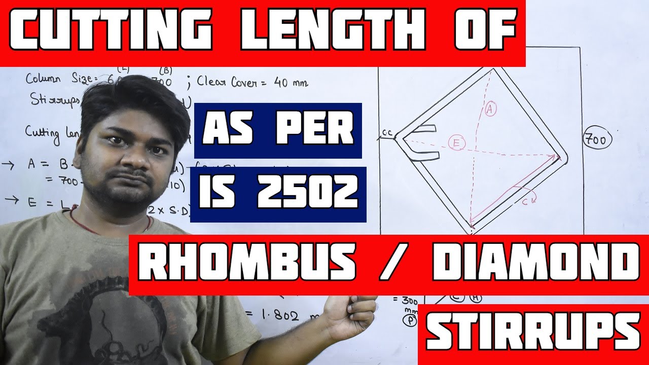 Diamond Stirrup Cutting Length for 135 & 90 Degree Hook as per IS 2502 | Bar Bending Schedule | L&T