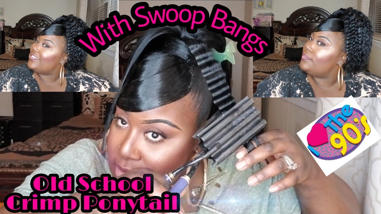 Swoop Bang & Crimped Ponytail 90's Styling