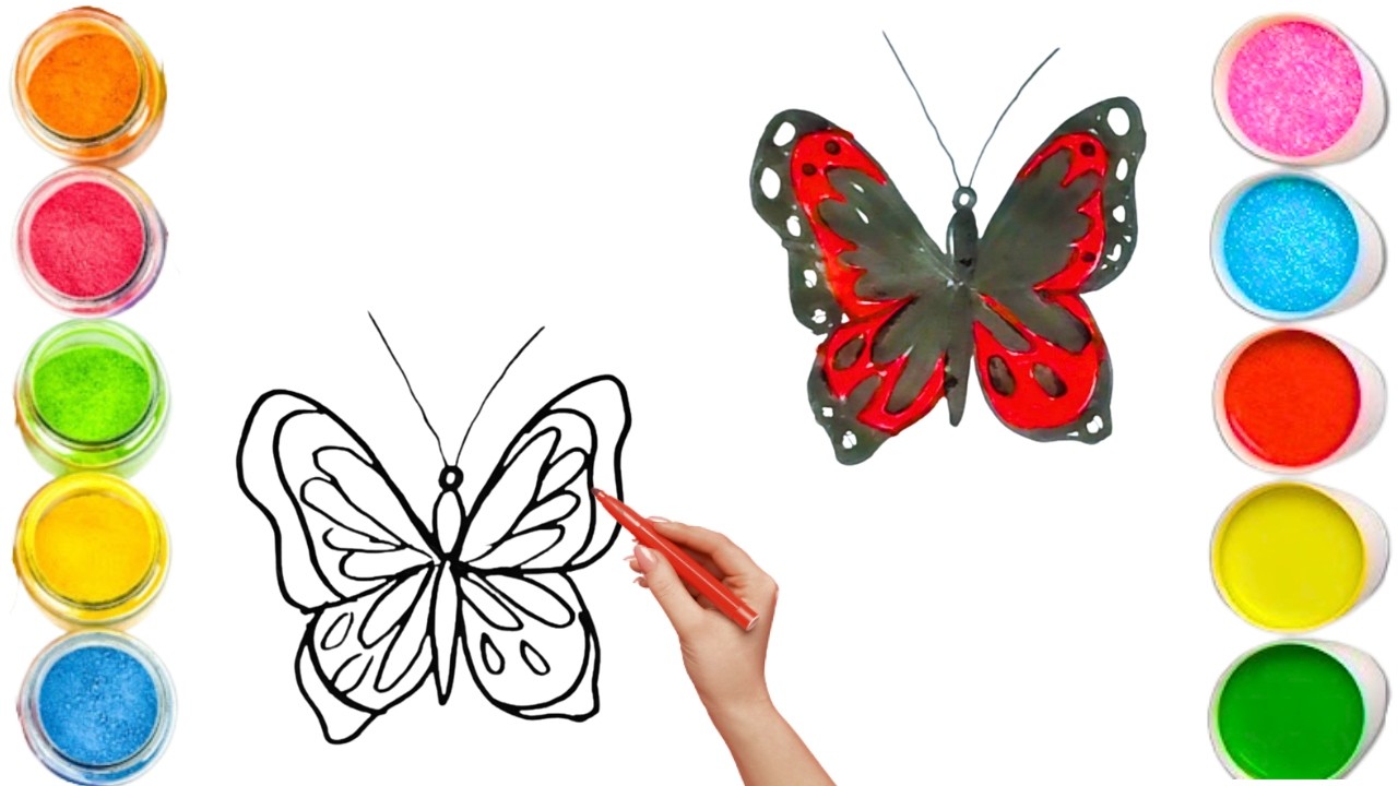 How To Draw cute Butterfly Drawing, Painting & Coloring For Kids and Toddlers_🌈🎨 🐋