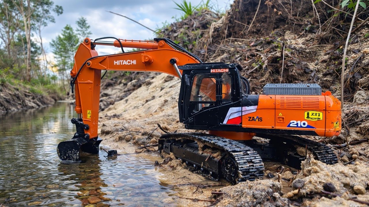Strong Scale 1/16 : RC Excavator Huina 1580 HITACHI New Generation 7 Cleaning The River
