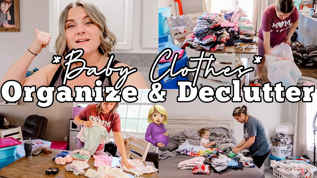 DECLUTTERING & ORGANIZING *BABY CLOTHES* | DAY IN THE LIFE OF A PREGNANT MOM OF 3 | MEGA MOM