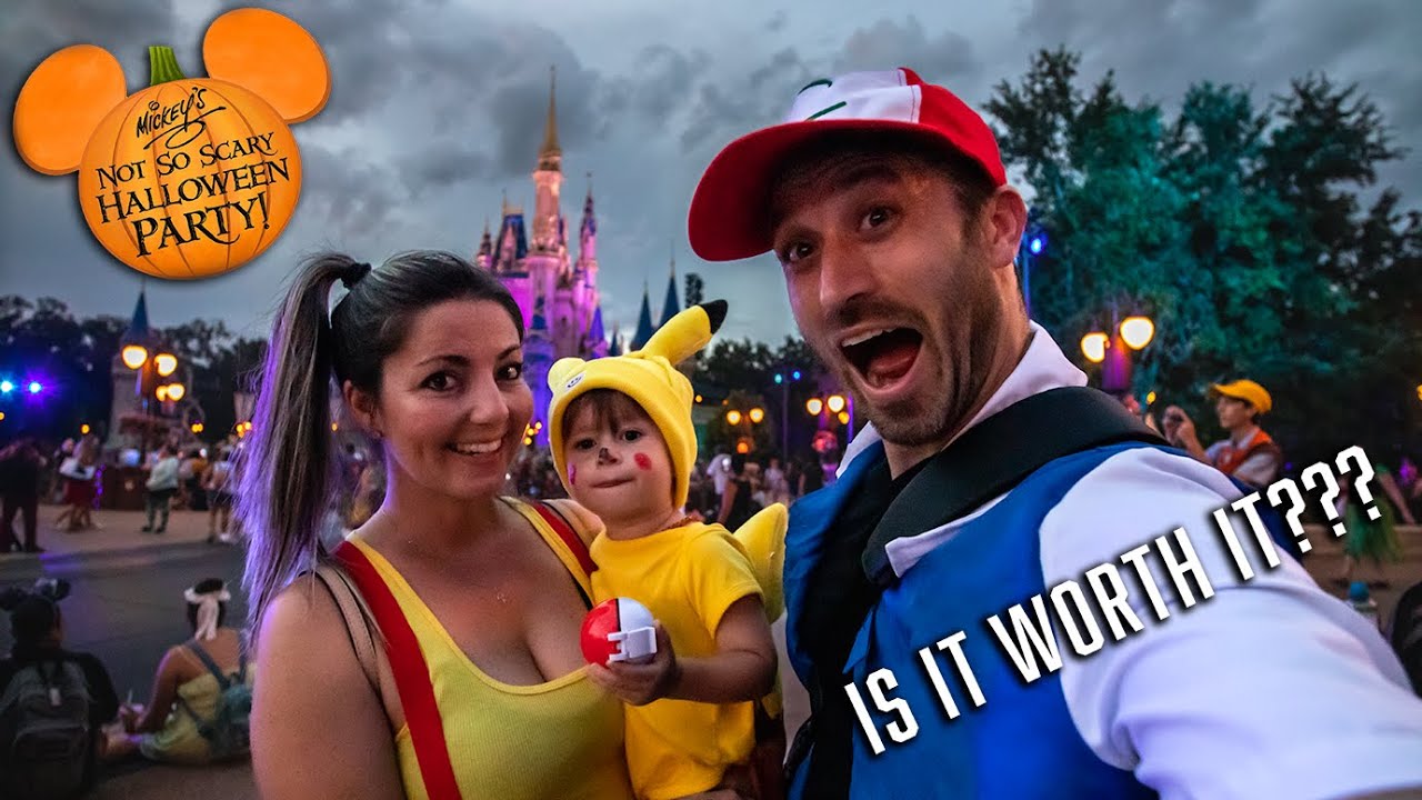 Our first time at Mickey's Not So Scary Halloween Party | Pokemon Cosplay Costumes Pikachu Ash Misty