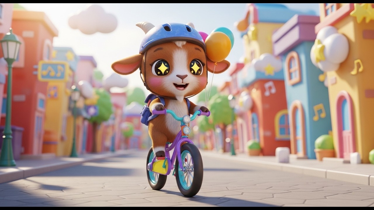 Baby Goat on Bike | Popular Nursery Rhyme For Kids | Sing Along With Kids