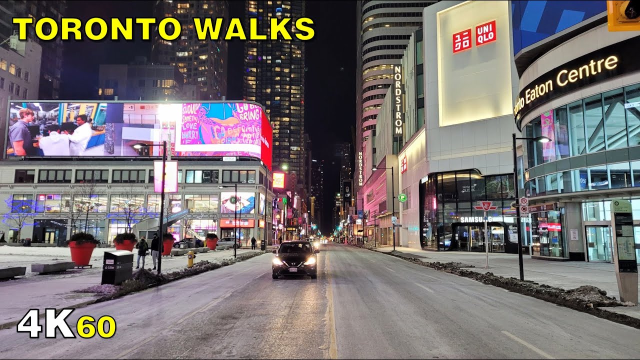 Below Freezing Downtown Toronto Night Walk on February 8, 2021
