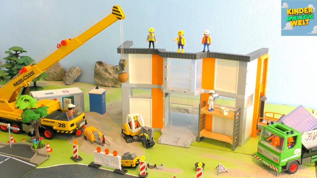 Abriss vom Krankenhaus - Bagger, Truck & Abrissbirne - Baustelle für Kinder - Vehicles for Kids