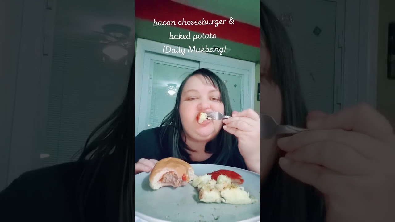 Bacon cheeseburger and baked potato 