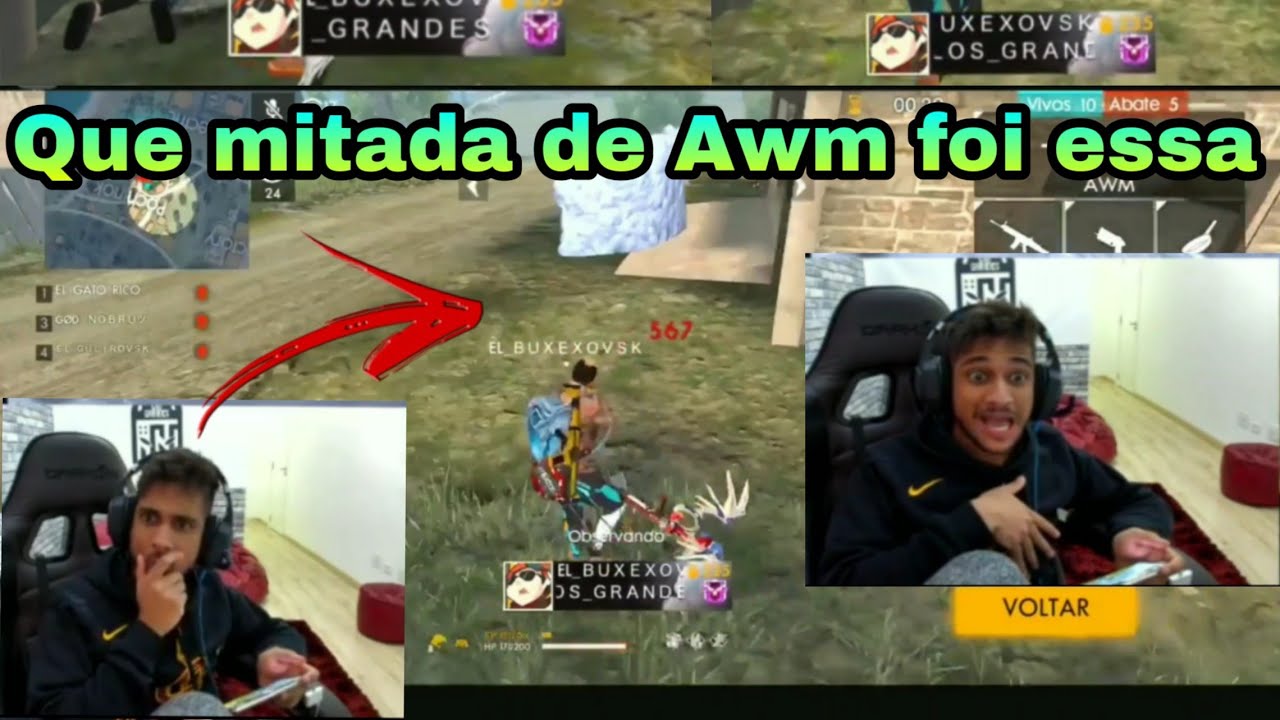 EL GATO VAI A LOUCURA COM BUXEXA MITANDO NA LIVE DE AWM 😮😮 MELHOR PLAYER DE AWM MOBILE ?? 😱😱