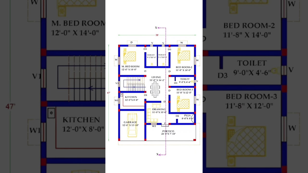 40x50 house plan | 40 by 50 house design #housedesign #dreamhome #shorts #homedecor