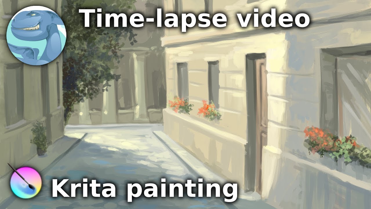 A little street. Speed painting with Krita.