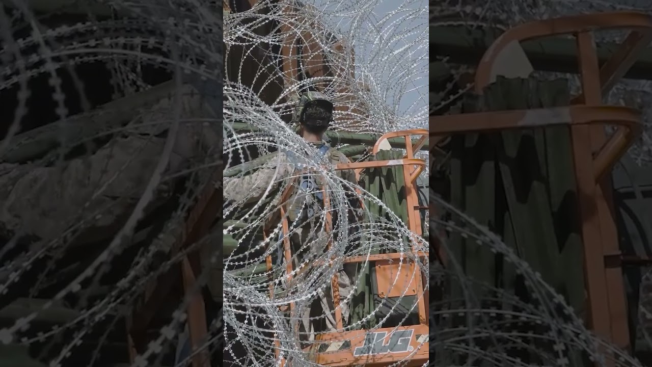 Marines Strengthen Arizona Border Wall With New Razor Wire Barrier #shorts