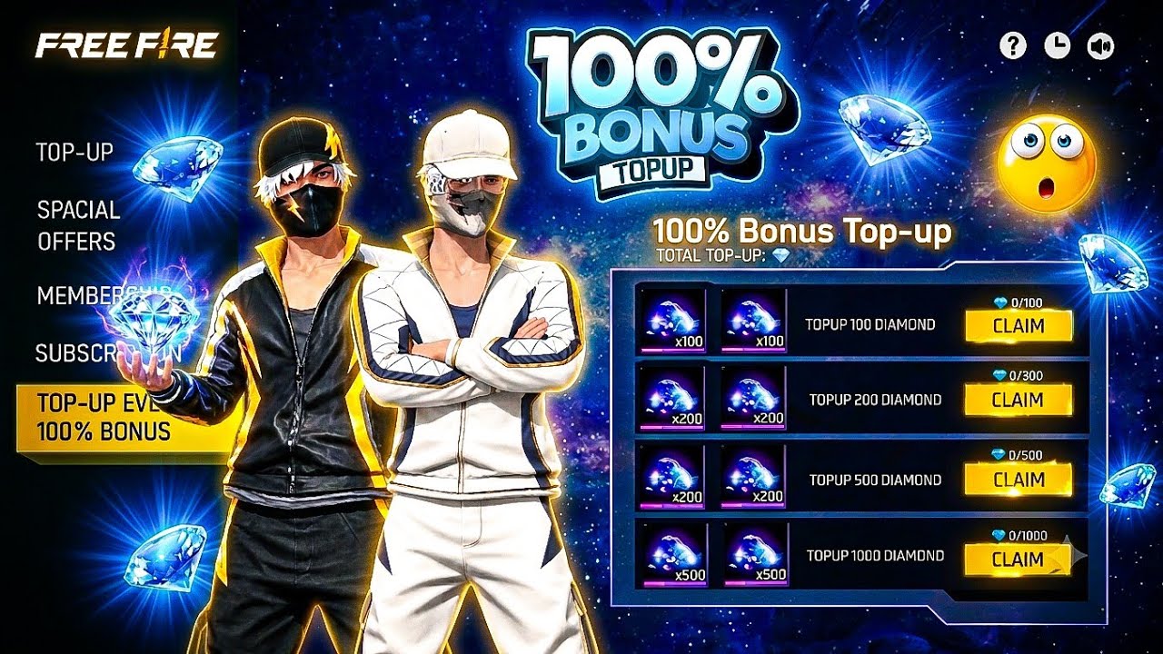 Next Top Up Event Free Fire😍 | 100% Bonus Top Up Event | Free Fire New Event 