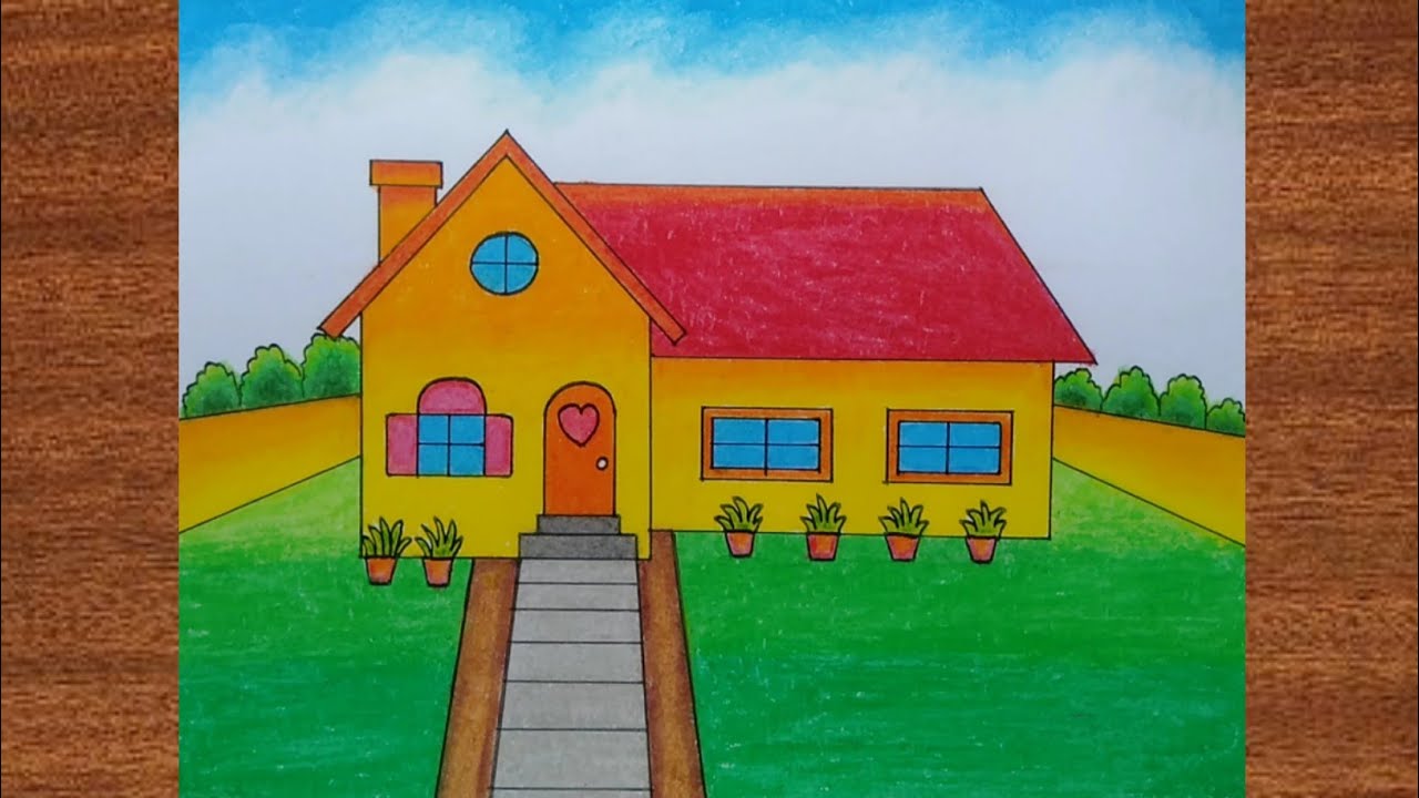 Cara menggambar rumah untuk pemula mudah || Drawing All Bara