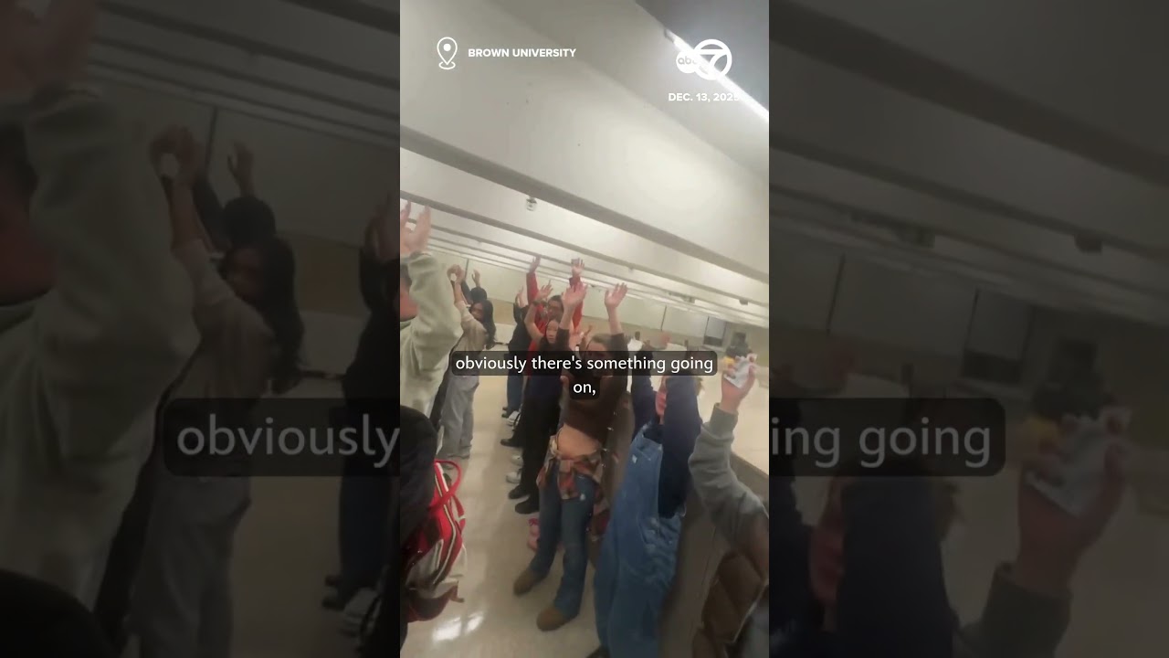 Students shelter during active shooter situation at Brown University before police escort them out