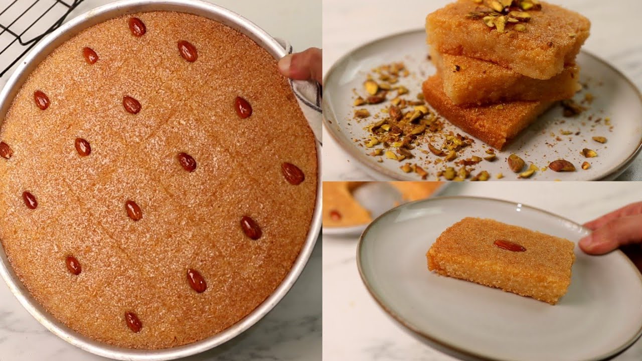 صدقوني في حياتكوا ماهتجربوا بسبوسة بالجمال ده طرية ومرملة بلون واحد !!