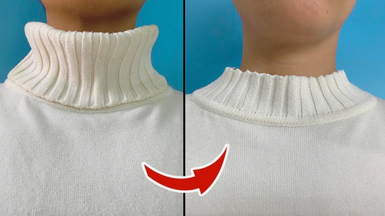 The Easy Way To Shorten Sweater Collars That Are Too Long 👍🔥 Great Idea!