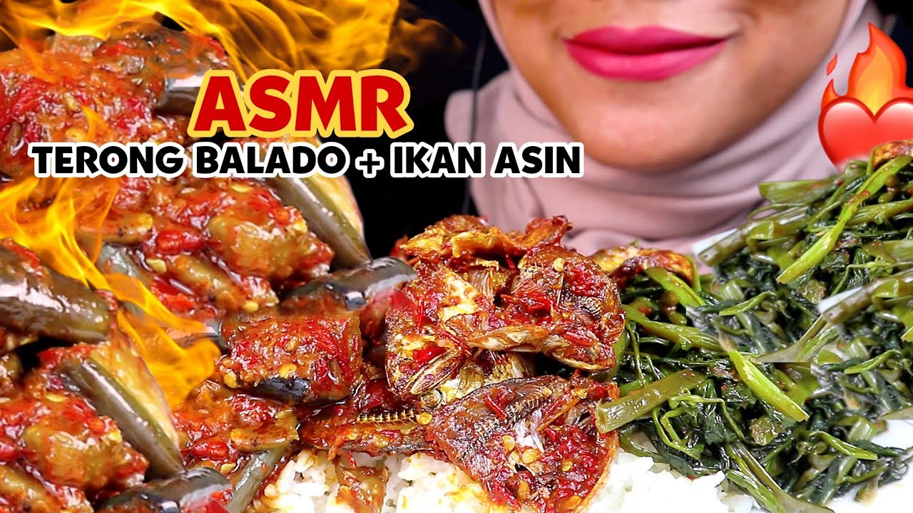 ASMR MUKBANG TERONG BALADO & SAMBEL IKAN ASIN LAYANG || ASMR INDONESIA || EATING SOUNDS || FOOD