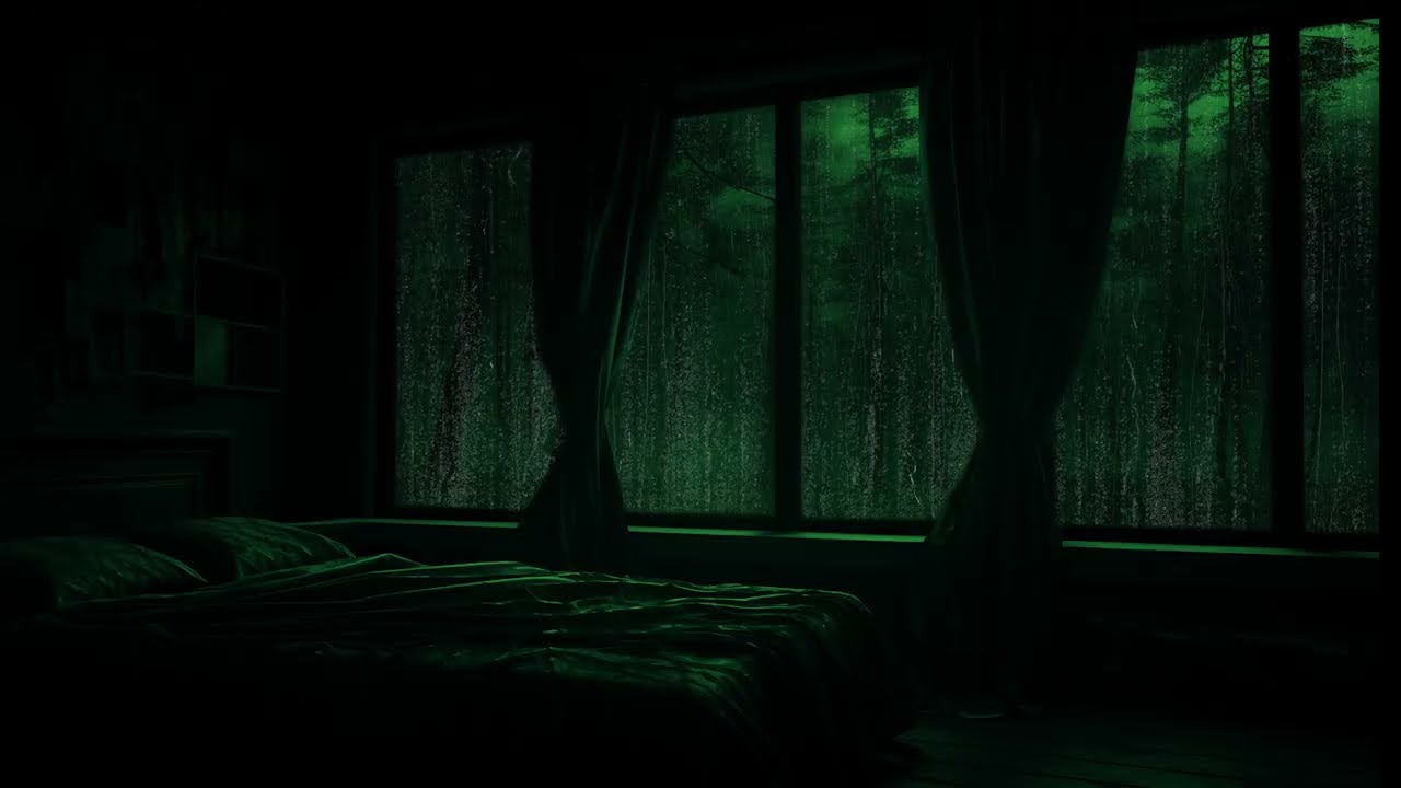 Midnight Forest Rain Against Window Glass | Peaceful Atmosphere for Restful Sleep