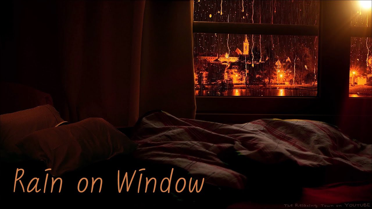 🎧 Cozy Ambience Bedroom - Rain on the Windows of the Rainy Night View of the City 10 Hours |  Sleep