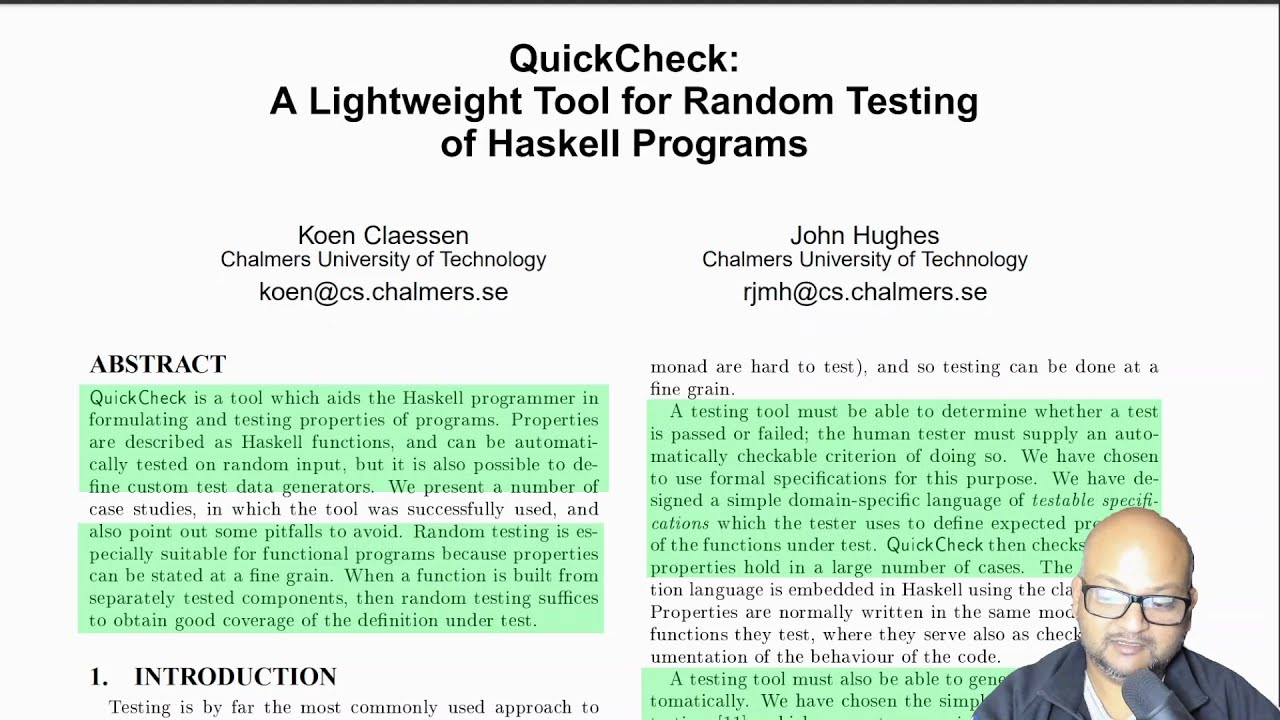 Read a paper: Property-based testing (QuickCheck)