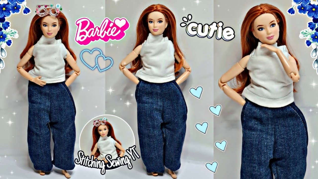 Beautifull Dress Doll |Turtleneck Vest Pant| Cute Making Barbie ||Stitching Sewing YT||❤🌼