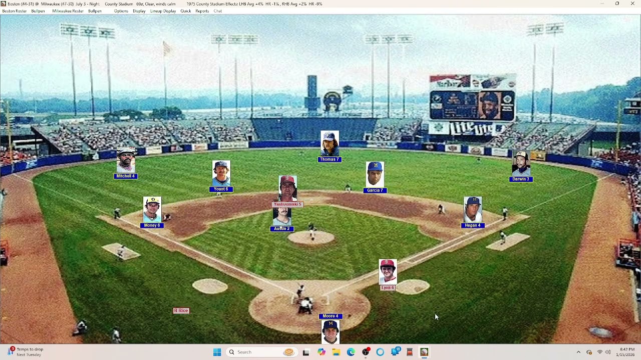 Action PC Baseball 7-3-75 Boston at Milwaukee