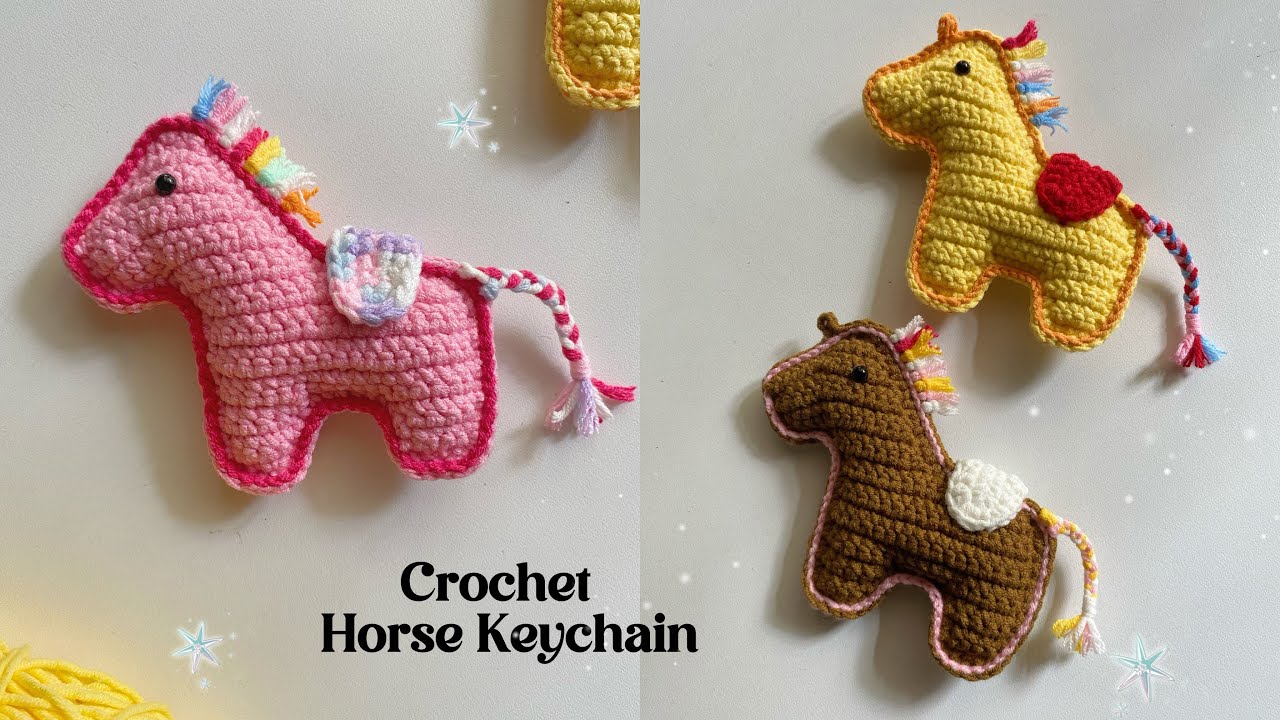Crochet Horse Keychain Tutorial 🐴 | M&oacute;c len m&oacute;c kho&aacute; ngựa dễ l&agrave;m nhất