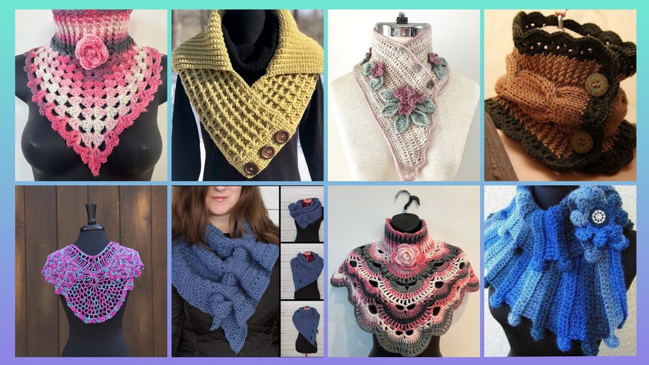 Impressive Elegant outstanding crochet pattern of handmade neck scraft outfits designs ideas