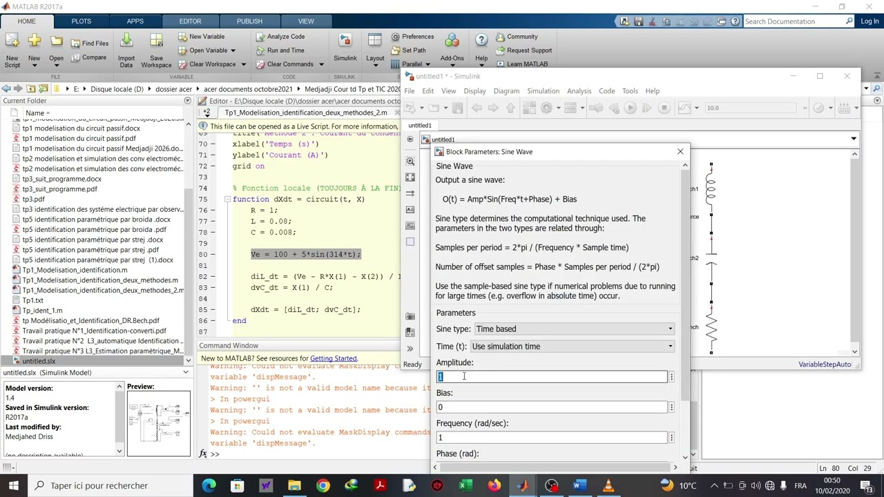 RLC avec Simulink